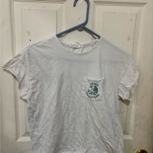 White Graphic Tee with Green Logo